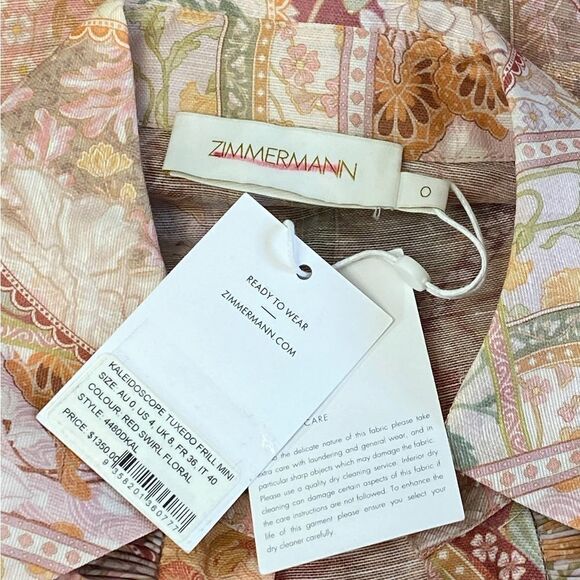 Zimmermann Kaleidoscope Tuxedo Frill Minidress size 0/ us size 2-4 - Picture 14 of 15